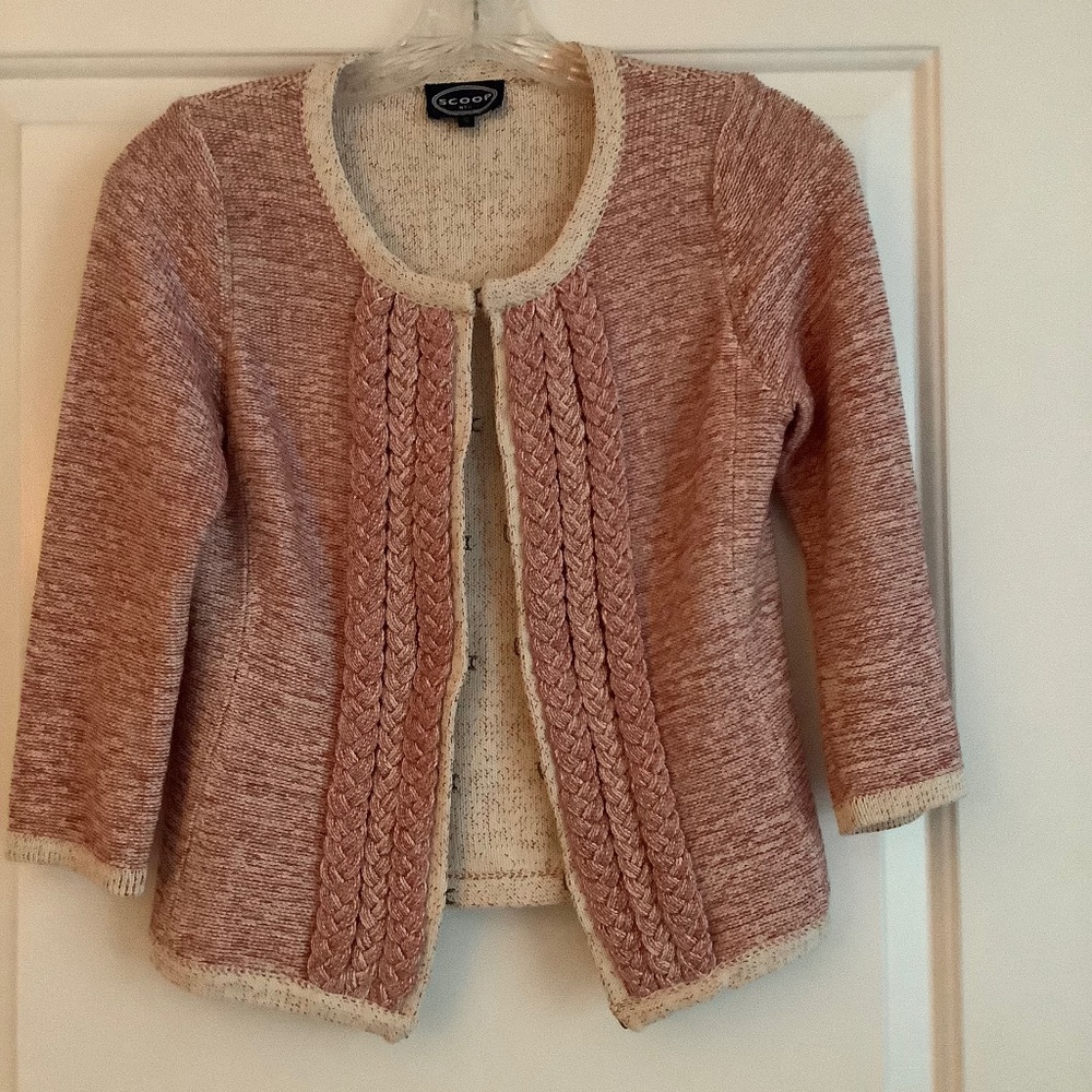Red and white cotton cardigan